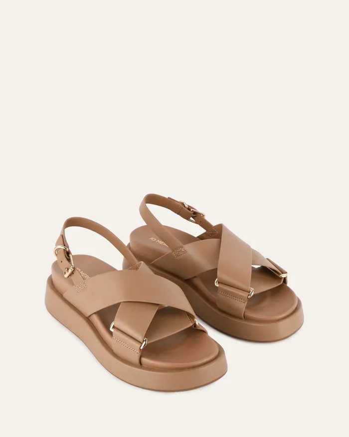 Marley flat sandals tan leather Women FLAT SANDALS jomercer Marley flat sandals tan leather Women FLAT SANDALS jomercer