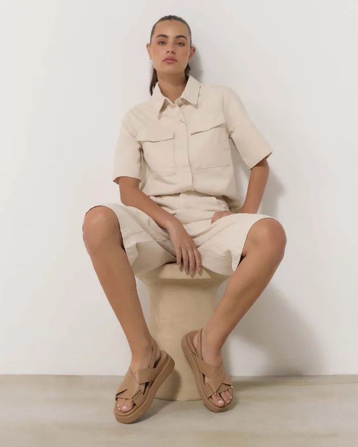 Marley flat sandals tan leather Women FLAT SANDALS jomercer Marley flat sandals tan leather Women FLAT SANDALS jomercer