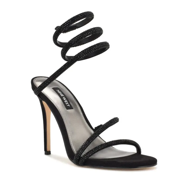 Maskil Ankle Wrap Heeled Sandals Black Suede Women Nine West Sandals Maskil Ankle Wrap Heeled Sandals Black Suede Women Nine West Sandals