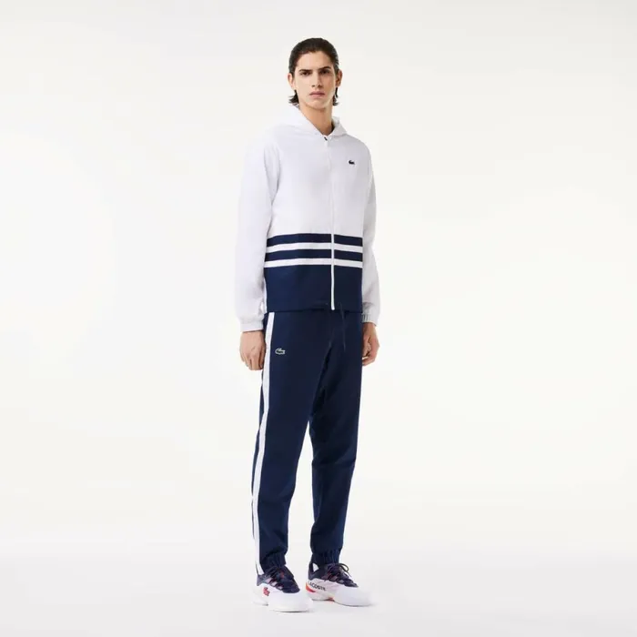 Matching Sets Men Lacoste Men039s Tennis Colorblock Sweatsuit White Navy Blue White Du9