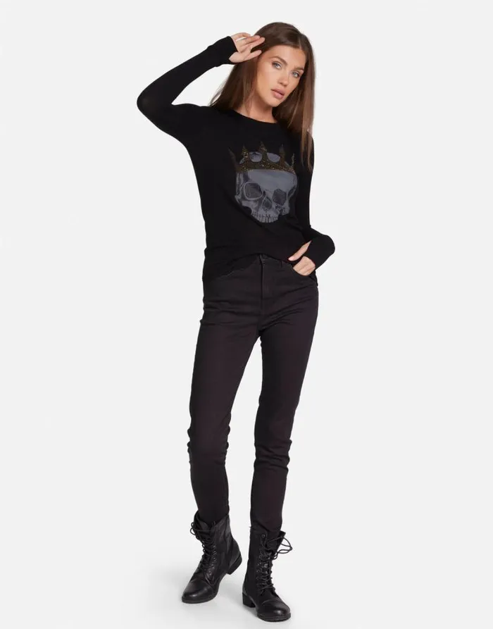 McKinley Diamond Royal Skull Black Women Lauren Moshi Long Sleeve