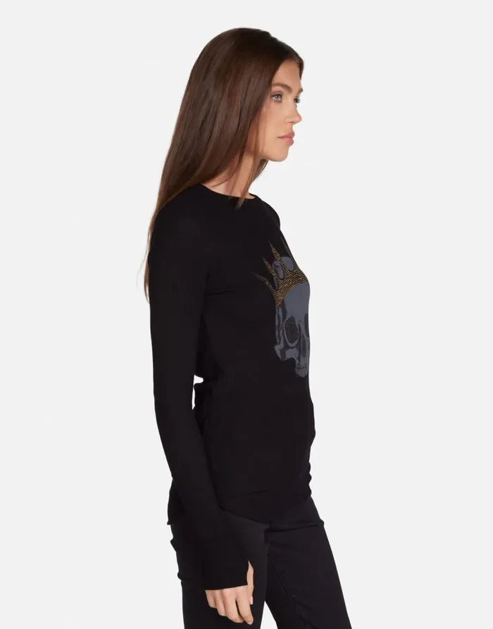 McKinley Diamond Royal Skull Black Women Lauren Moshi Long Sleeve