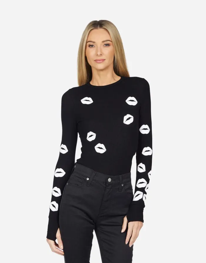 McKinley Scattered Lip Black Women Lauren Moshi Long Sleeve