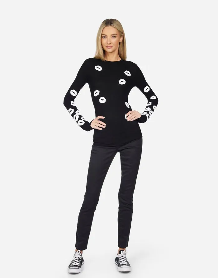 McKinley Scattered Lip Black Women Lauren Moshi Long Sleeve