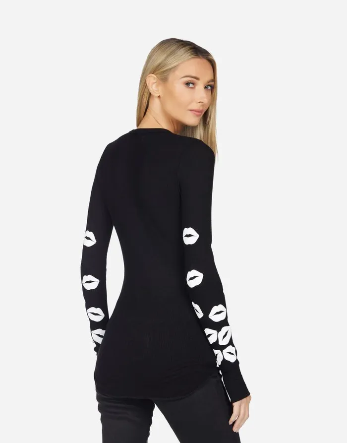 McKinley Scattered Lip Black Women Lauren Moshi Long Sleeve