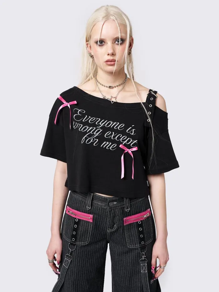 Me Vs Everyone Black Off Shoulder Top Women Minga London Tops and TShirts Me Vs Everyone Black Off Shoulder Top Women Minga London Tops and TShirts