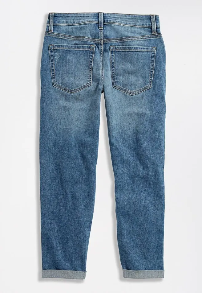 Medium Wash Destructed Boyfriend Cropped Jean Women Maurices Bottoms