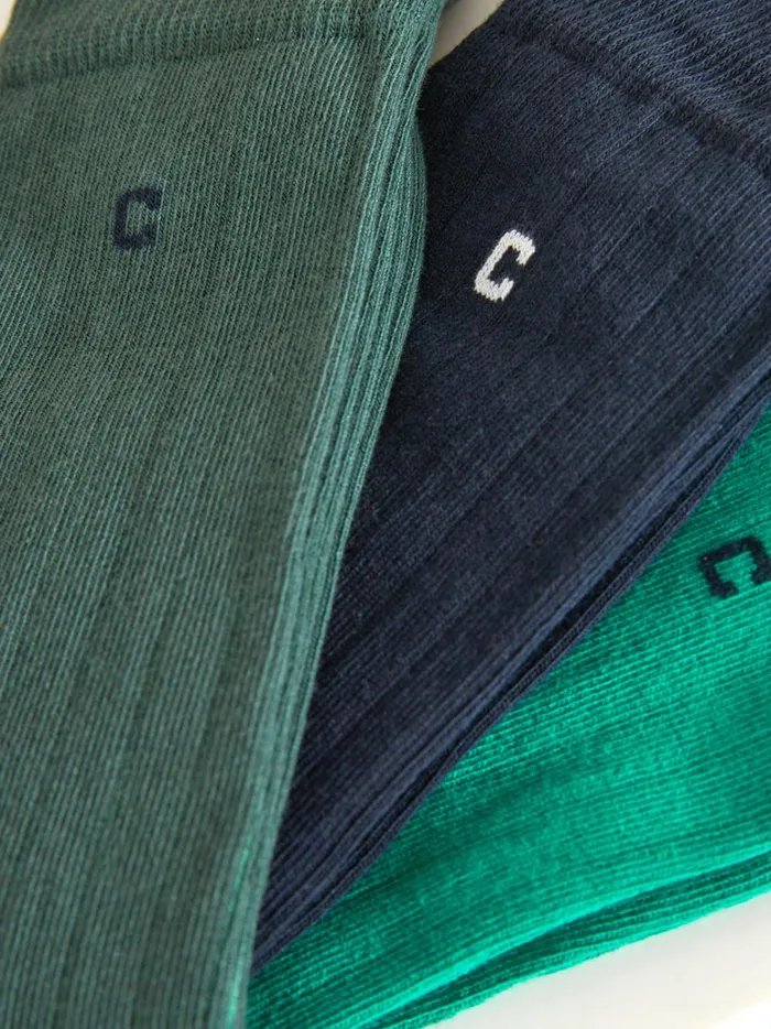 Men Accessories Cyrillus Pack Of 3 Pairs Of Plain Socks Marine