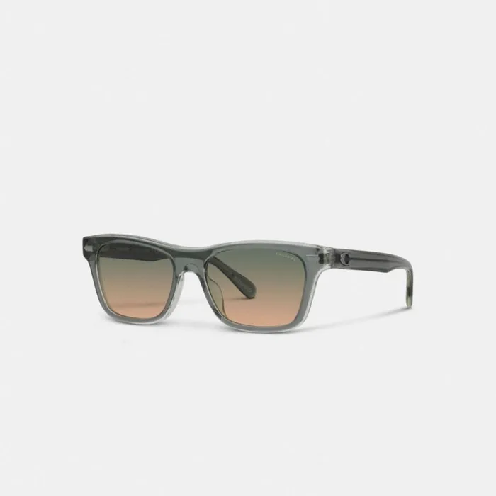 Men Beveled Signature Square Sunglasses Transparent Green Coach Sunglasses