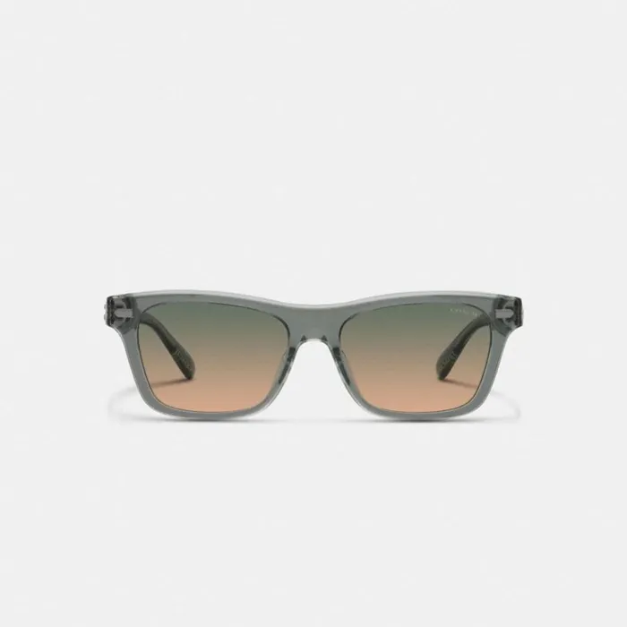 Men Beveled Signature Square Sunglasses Transparent Green Coach Sunglasses