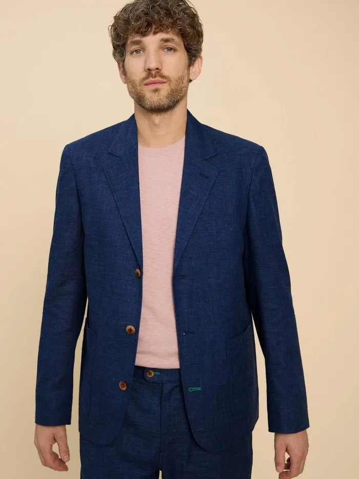 Men BLAZERS White Stuff Linen Blend Blazer Dark Navy