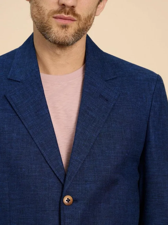 Men BLAZERS White Stuff Linen Blend Blazer Dark Navy Men BLAZERS White Stuff Linen Blend Blazer Dark Navy