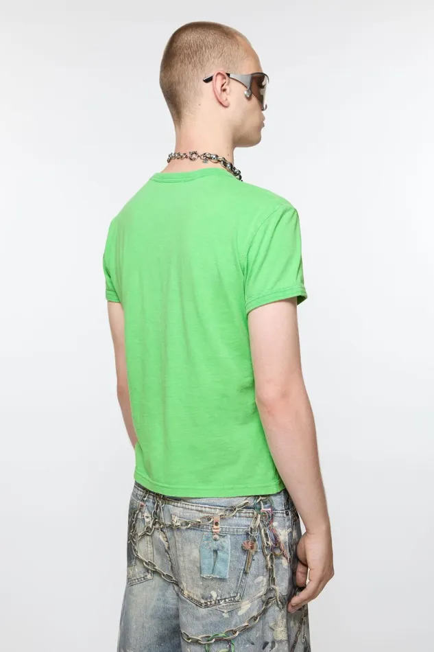 Men Blurred Logo Tshirt 8211 Fitted Unisex Fit Bright Green Acne Studios Tshirts