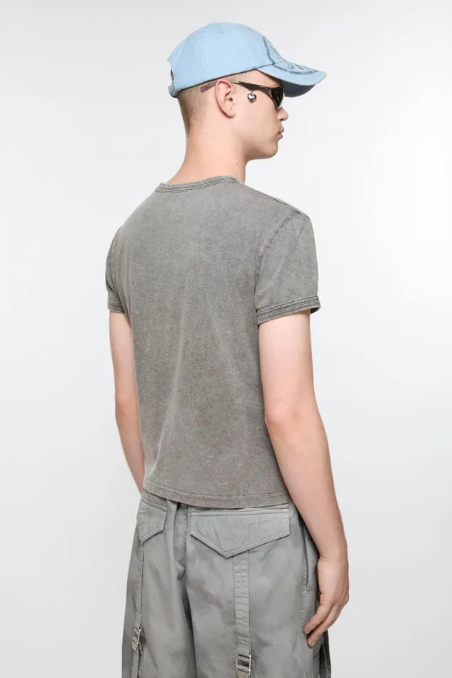 Men Blurred Logo Tshirt 8211 Fitted Unisex Fit Faded Grey Acne Studios Tshirts