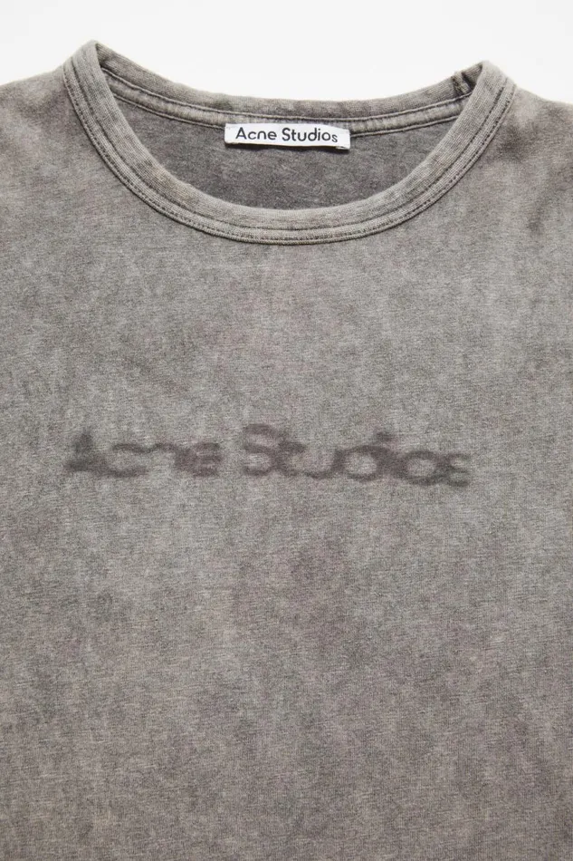 Men Blurred Logo Tshirt 8211 Fitted Unisex Fit Faded Grey Acne Studios Tshirts