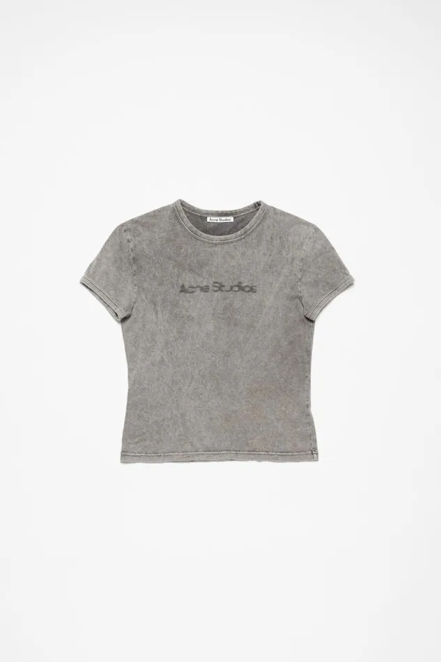 Men Blurred Logo Tshirt 8211 Fitted Unisex Fit Faded Grey Acne Studios Tshirts
