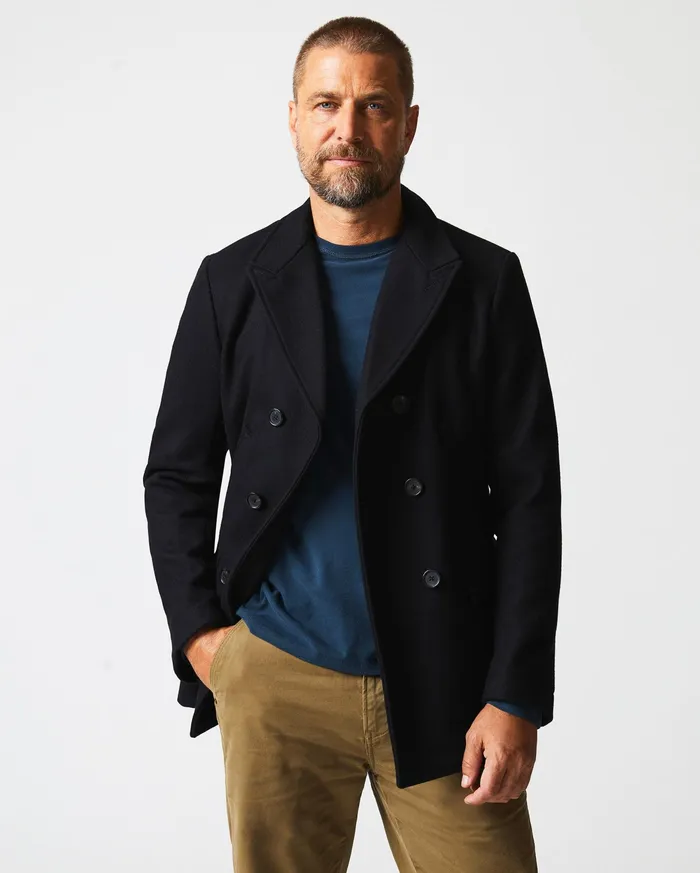 Men Bond Peacoat Black Billy Reid Jackets and Outerwear