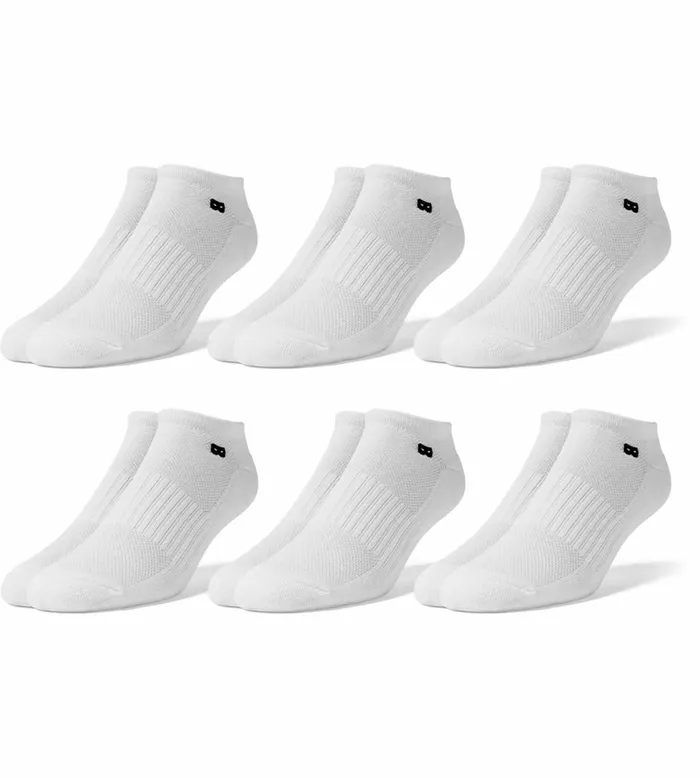 Men Bowo Cushion Low Cut White Socks 6 Pack Pair Of Thieves LowCut