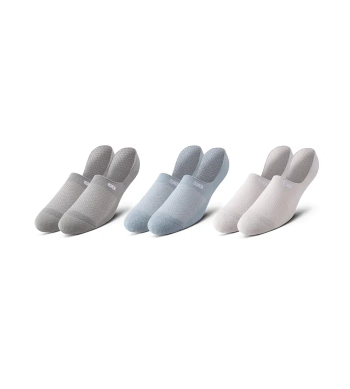 Men Bowo Cushion No Show Lt Blue Socks 3 Pack Pair Of Thieves No Show