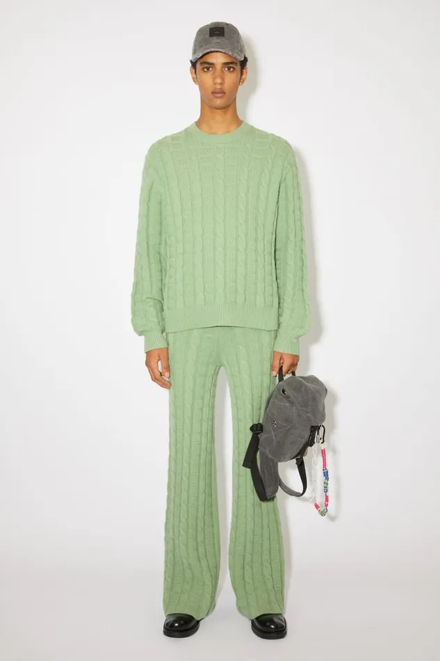 Men Cable Wool Jumper Sage Green Acne Studios Knitwear