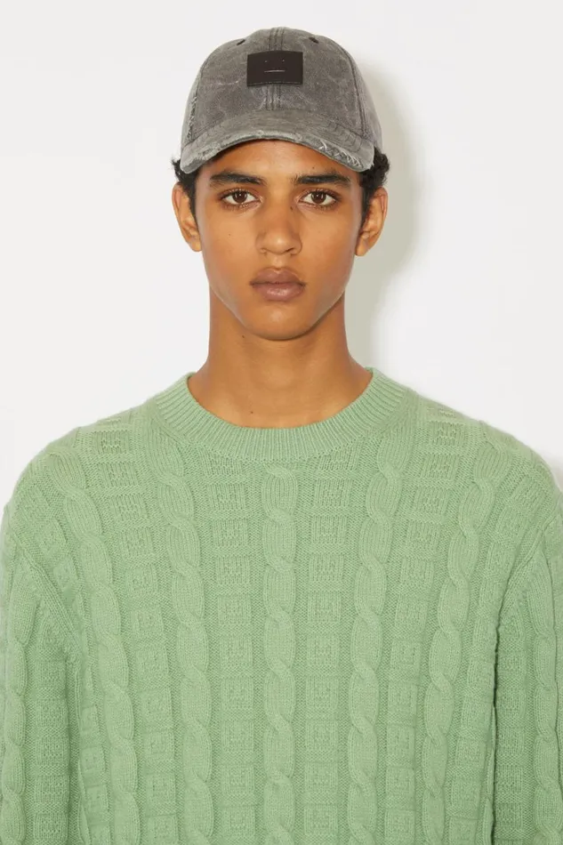 Men Cable Wool Jumper Sage Green Acne Studios Knitwear