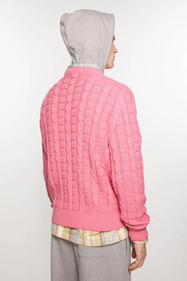 Men Cable Wool Jumper Tango Pink Acne Studios Knitwear