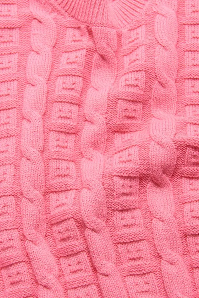 Men Cable Wool Jumper Tango Pink Acne Studios Knitwear