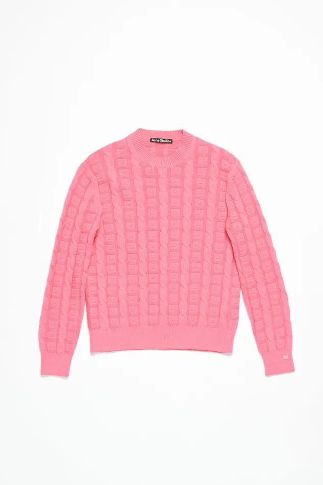 Men Cable Wool Jumper Tango Pink Acne Studios Knitwear