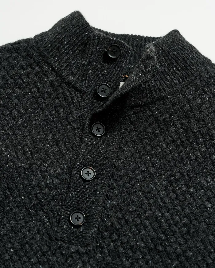 Men Cashmere Basketweave Pullover Charcoal Billy Reid Sweaters and Sweatshirts