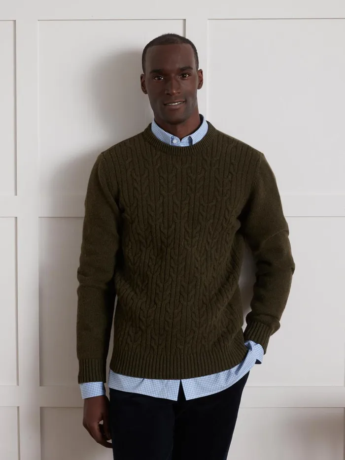 Men Clothing Cyrillus CableKnit Rollneck Sweater Kaki