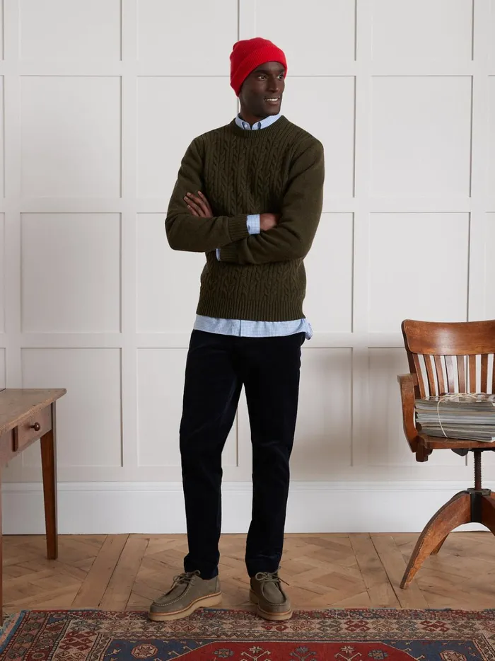Men Clothing Cyrillus CableKnit Rollneck Sweater Kaki