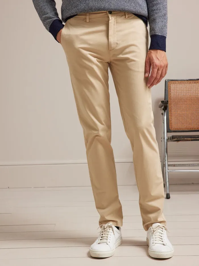 Men Clothing Cyrillus Chino Trousers 6309 Beige Clair Uni