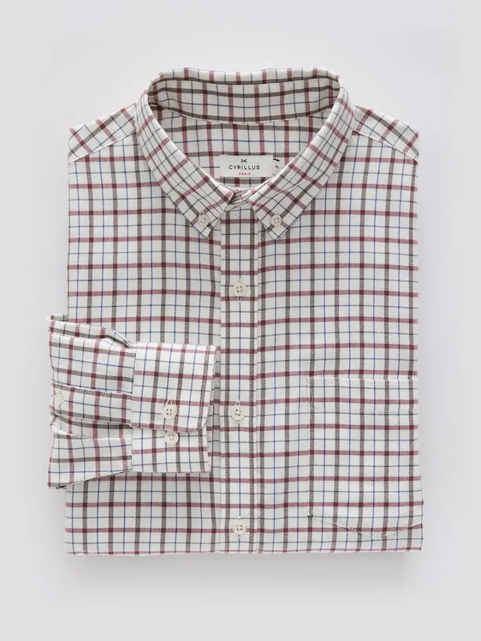 Men Clothing Cyrillus Classic Fit Check Shirt Carreaux Rougemarron