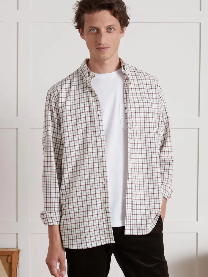 Men Clothing Cyrillus Classic Fit Check Shirt Carreaux Rougemarron
