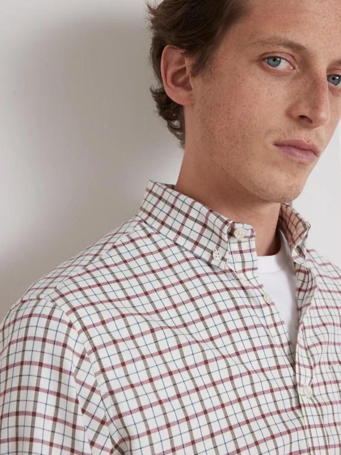 Men Clothing Cyrillus Classic Fit Check Shirt Carreaux Rougemarron