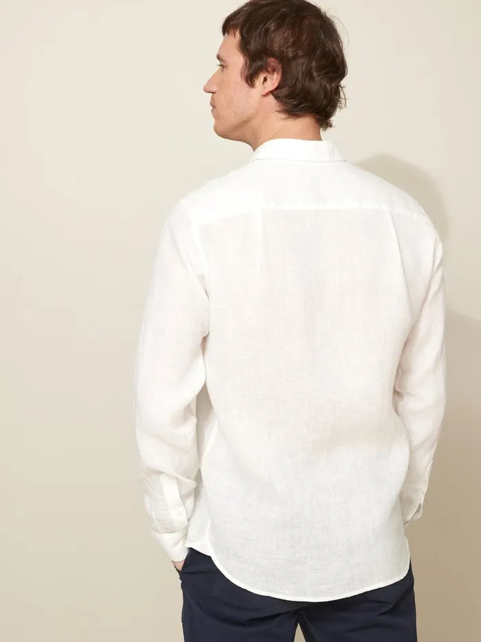 Men Clothing Cyrillus Plain Regular Fit Linen Shirt Ecru