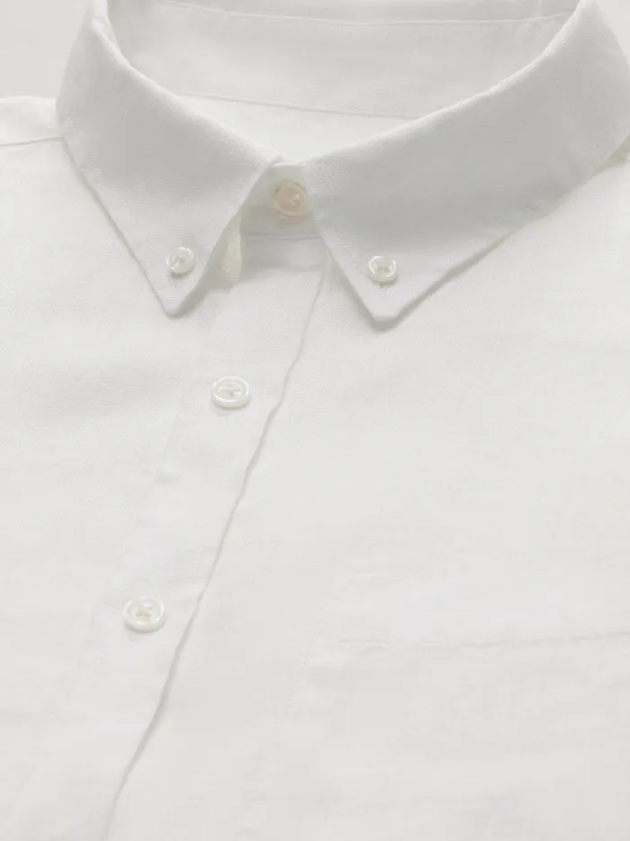 Men Clothing Cyrillus Plain Regular Fit Linen Shirt Ecru