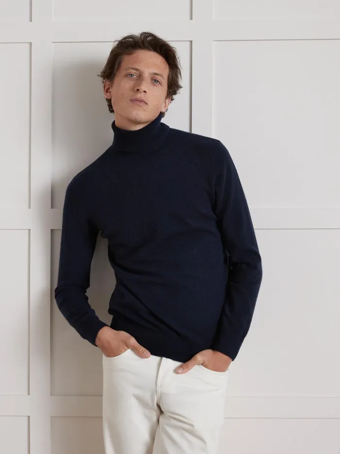Men Clothing Cyrillus Rollneck Sweater 8211 The Cashmere Collection Marine
