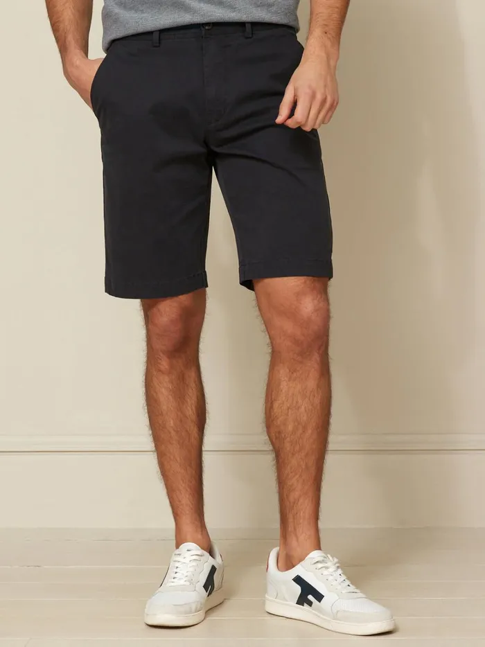 Men Clothing Cyrillus Straight Leg Stretch Cotton Bermuda Shorts Marine