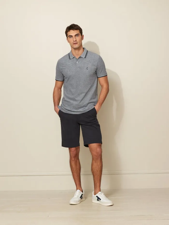 Men Clothing Cyrillus Straight Leg Stretch Cotton Bermuda Shorts Marine