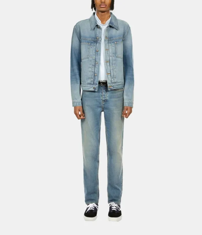 Men Coats and Jackets THE KOOPLES Blue Washed Denim Jacket