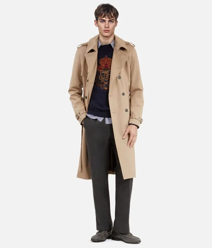Men Coats and Jackets THE KOOPLES Long Beige Trench Coat