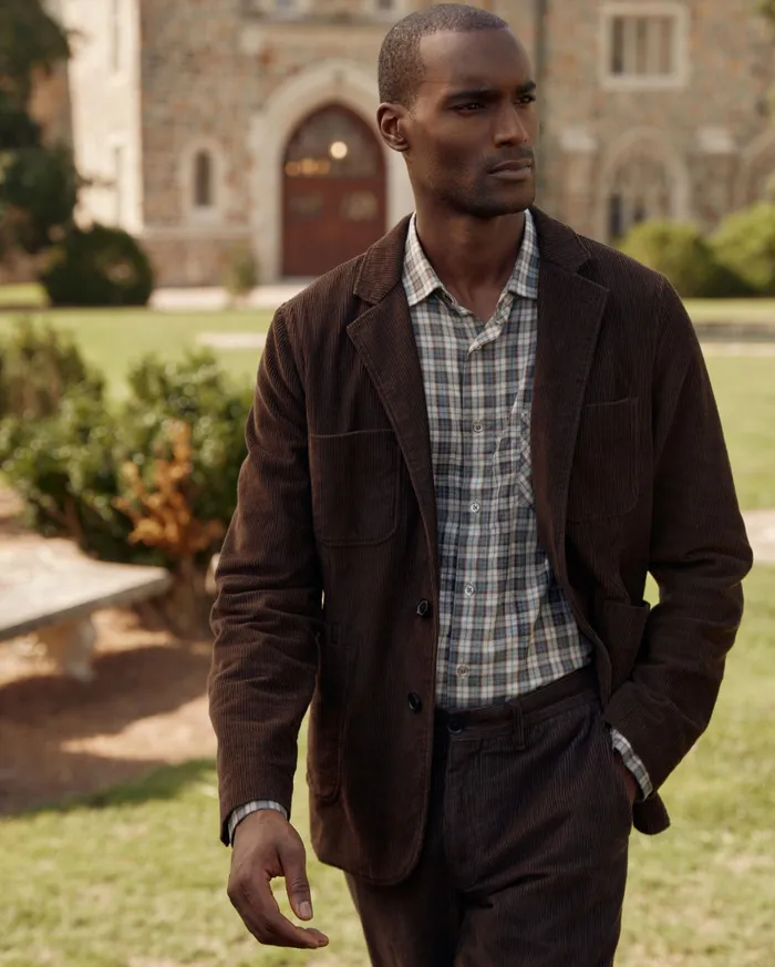 Men Corduroy Leo Jacket Chocolate Billy Reid Suiting