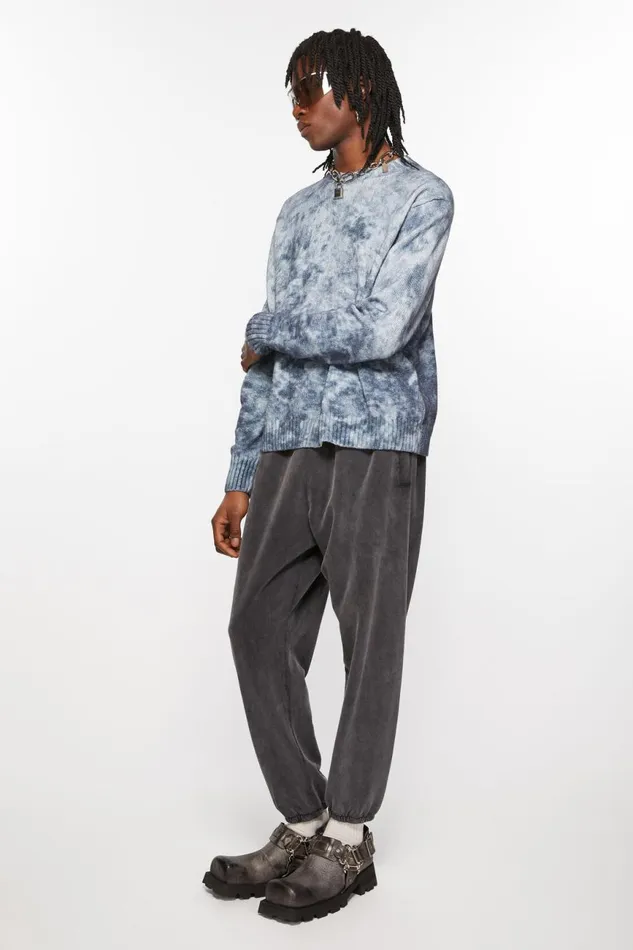 Men Cotton Sweatpants Faded Black Acne Studios Trousers