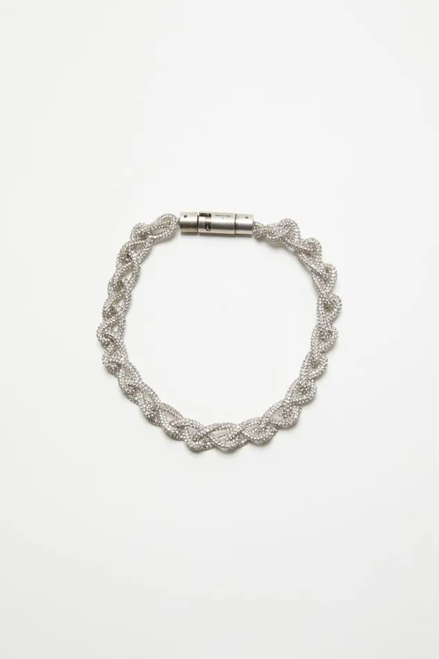 Men Crystal Cord Necklace Antique Silversilver Acne Studios Jewellery
