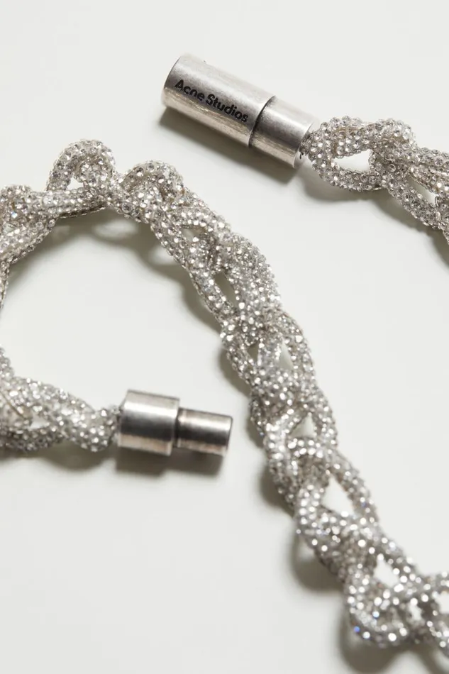 Men Crystal Cord Necklace Antique Silversilver Acne Studios Jewellery