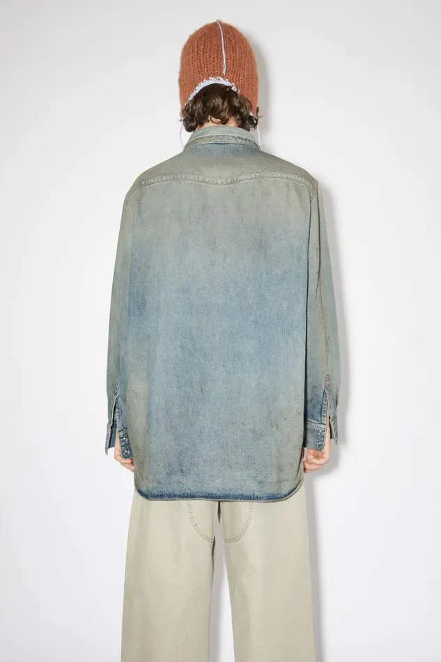 Men Denim Buttonup Shirt Mid Blue Acne Studios Shirts