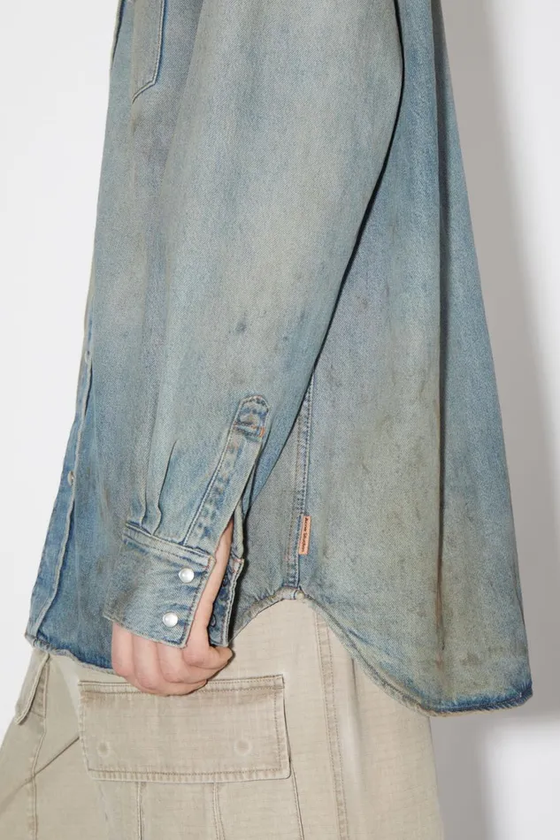 Men Denim Buttonup Shirt Mid Blue Acne Studios Shirts