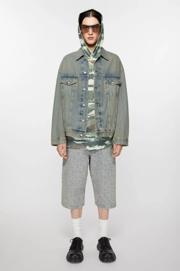 Men Denim Jacket 8211 Oversized Fit Bluebeige Acne Studios Outerwear