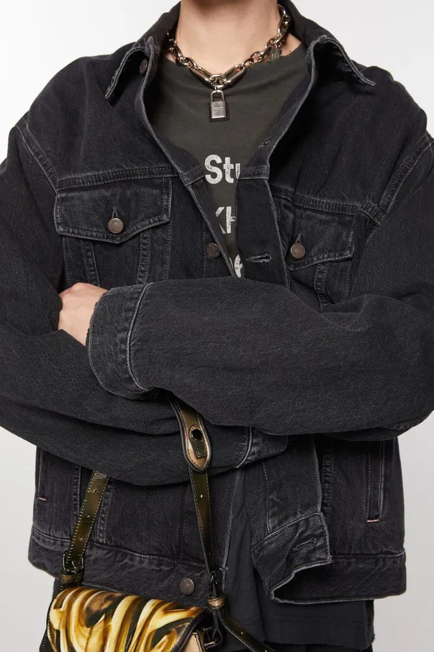 Men Denim Jacket 8211 Relaxed Fit Black Acne Studios Outerwear